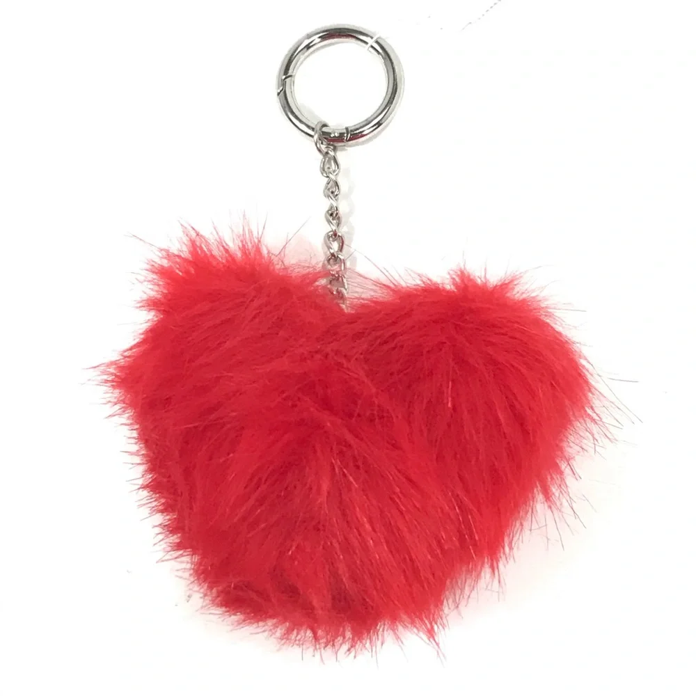 American Eagle Heart Pom Pom Key Chain, Red